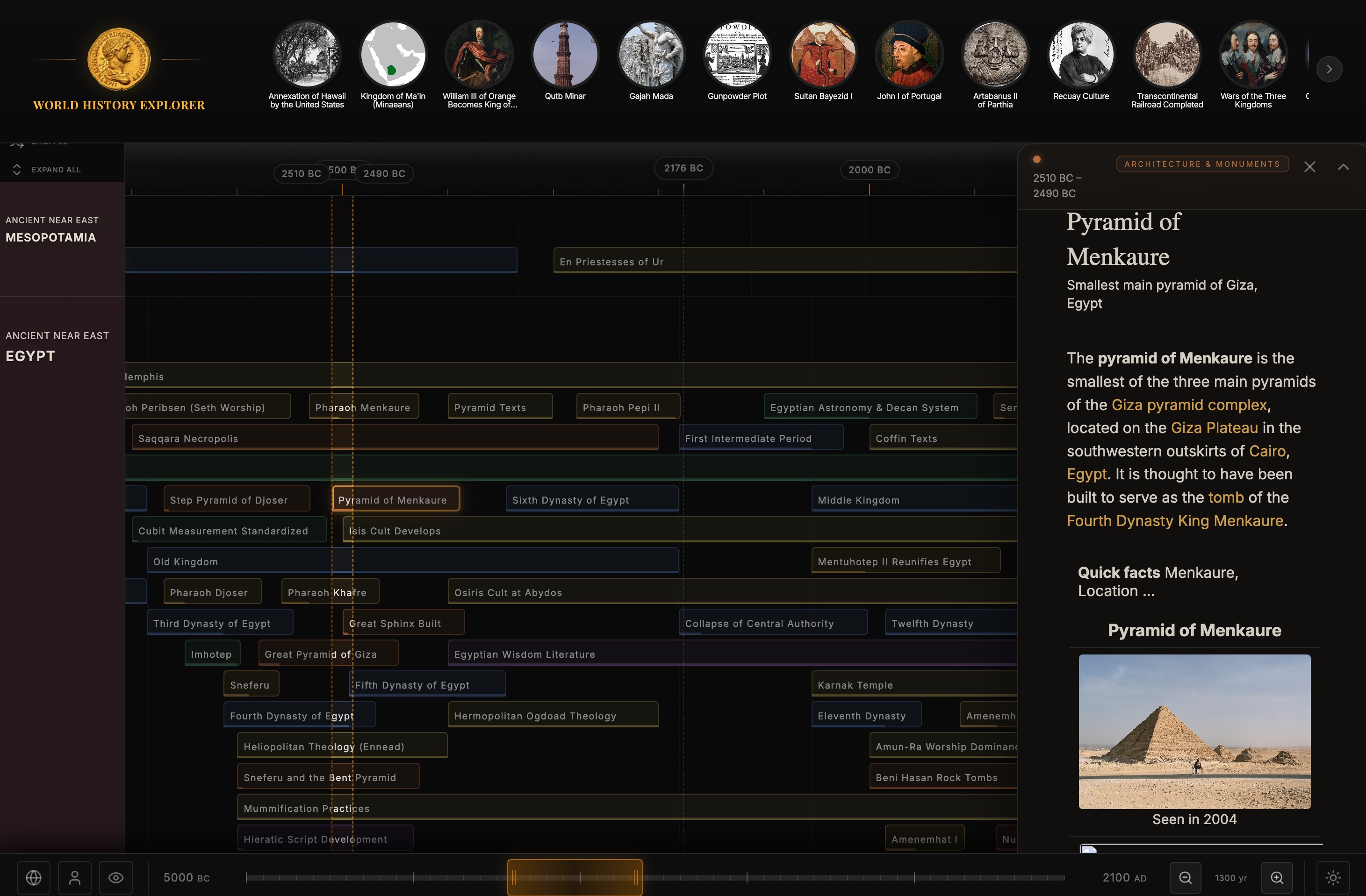 World History Explorer, Mesopotamia civilization view
